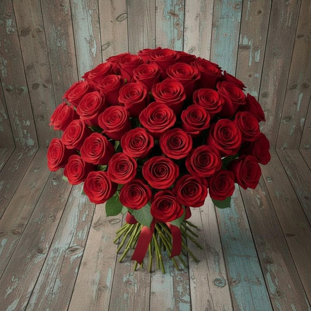 Букет 55 Красных роз Фридом в Ливенке