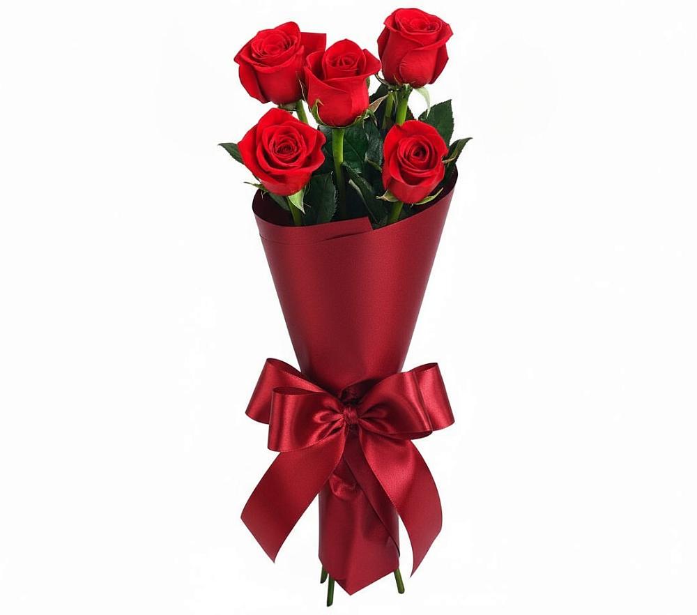 Букет 5 Красных роз Эдлесс Лав в Ливенке