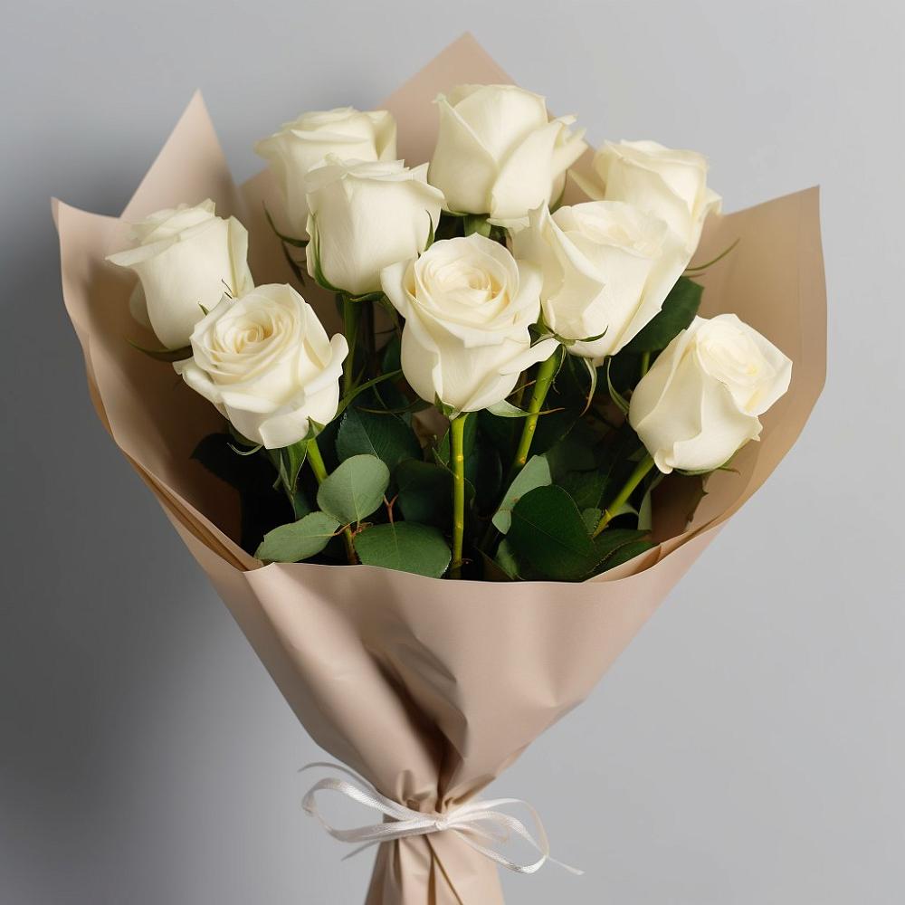 Букет 9 Белых роз Эдлесс Лав в Ливенке