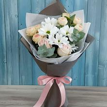 Букет цветов из:  Хризантемы и Розы #REPLACE_PRED# Ливенке