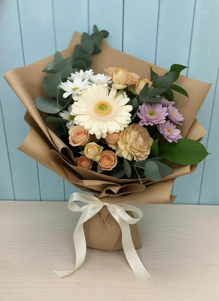 Букет цветов из: Герберы и Хризантемы в Ливенке