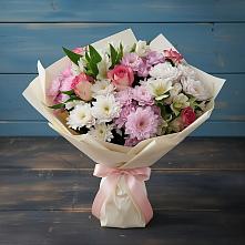 Букет цветов из:  Хризантемы, Альстромерии и Розы в Ливенке