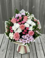 Букет цветов из:  Альстромерии, Гвоздики, Розы и Хризантемы в Ливенке