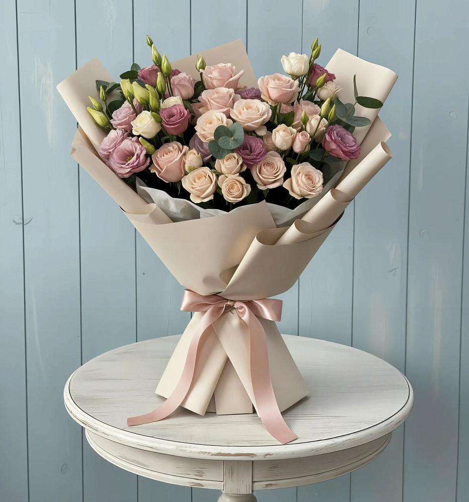 Букет цветов из: Розы и Лизиантусы в Ливенке