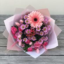 Букет цветов из:  Розы, Герберы и Хризантемы в Ливенке