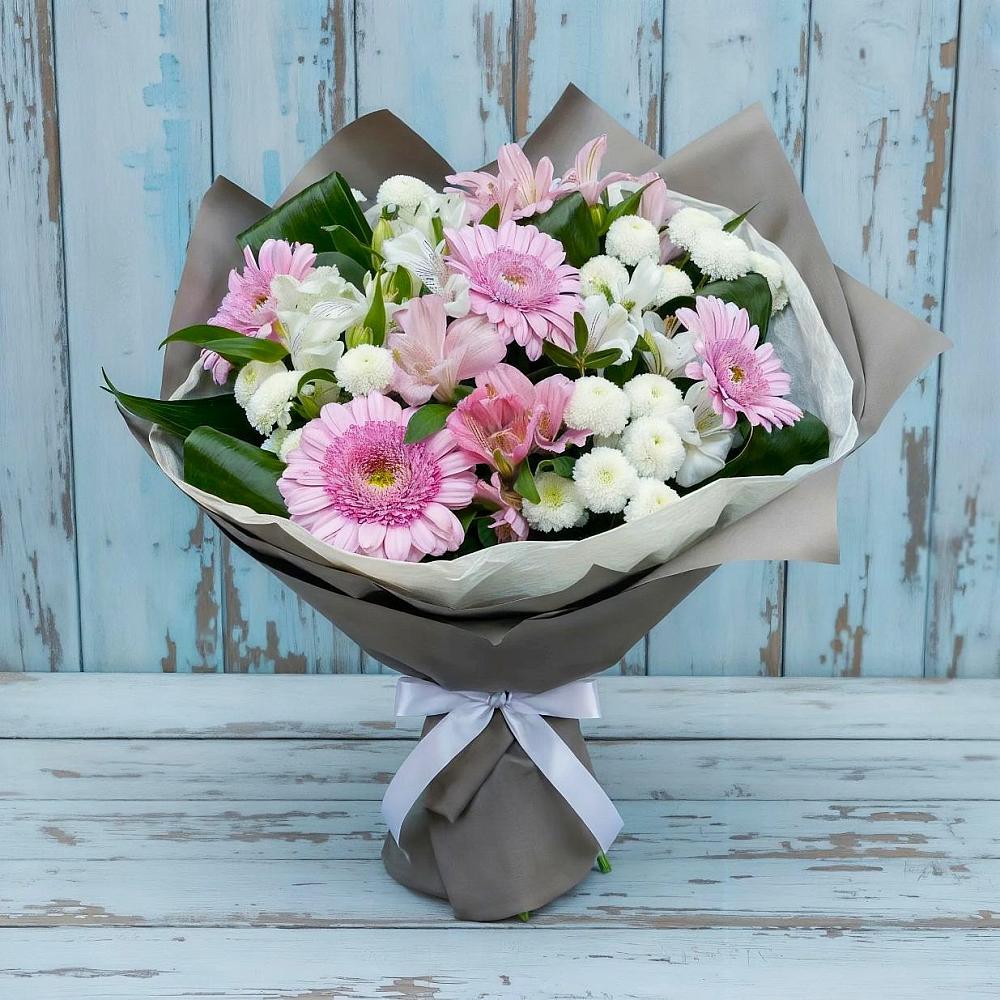 Букет цветов из: Герберы, Альстромерии и Хризантемы в Ливенке