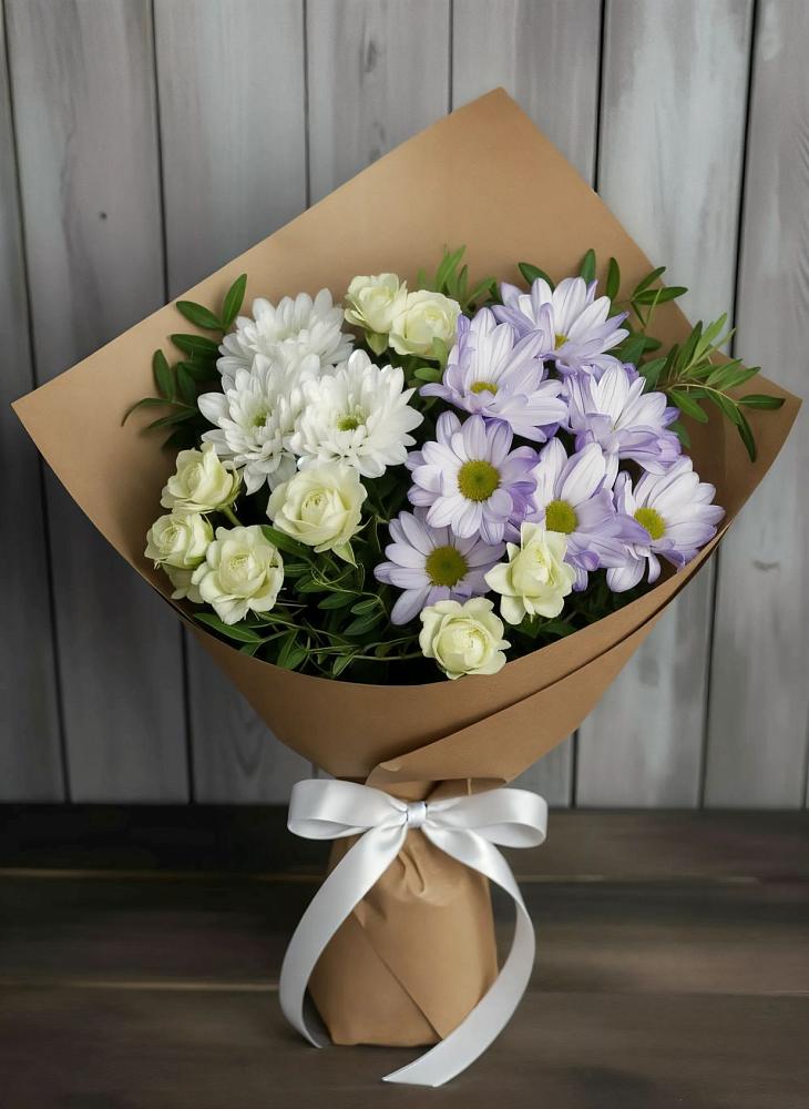 Букет цветов из: Хризантемы и Розы в Ливенке